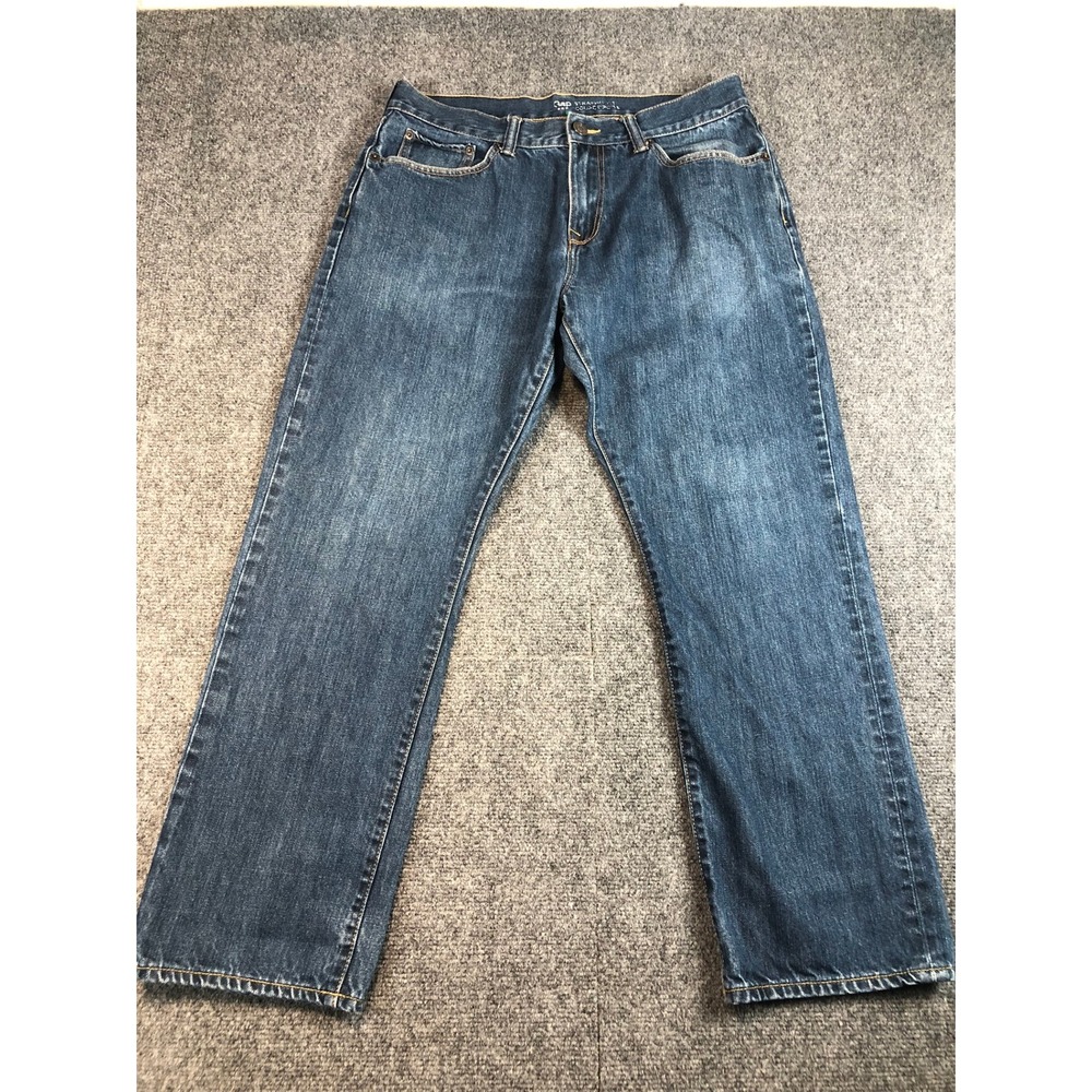 Gap Straight‎ Fit Jeans Mens Size 34x30 Medium Wash Denim Blue